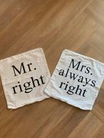 Kussenhoesjes Mr.Right & Mrs. Always Right, Ophalen, Gebruikt, Vierkant