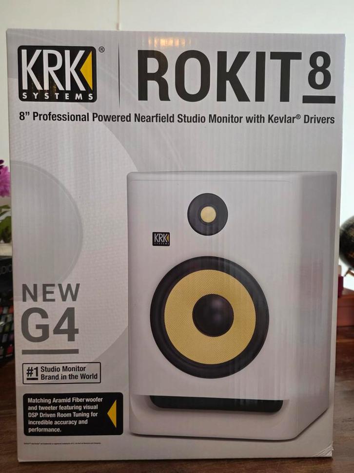 2 x KRK Rokit 8 G4 Studio Monitor (wit), Muziek en Instrumenten, Midi-apparatuur, Nieuw, Ophalen