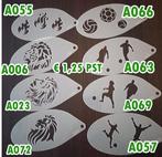 schmink stencil sjabloon leeuw voetballer bal vuur 1,25 pst, Hobby en Vrije tijd, Ophalen of Verzenden, Nieuw, Schmink, Overige