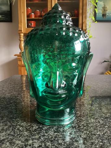 Boeddha, hoofd, glas, vintage, 23 cm. beschikbaar voor biedingen