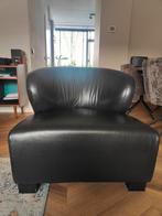 Zwart lederen stoel., Huis en Inrichting, Fauteuils, Ophalen, Gebruikt, 75 tot 100 cm, Leer