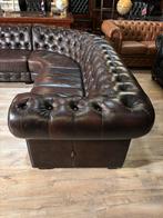 Chesterfield Hoekbank - Diep Donkerbruin leer - 6 Persoons, Huis en Inrichting, Ophalen, 100 tot 125 cm, Info@chesterfieldjunkie.nl