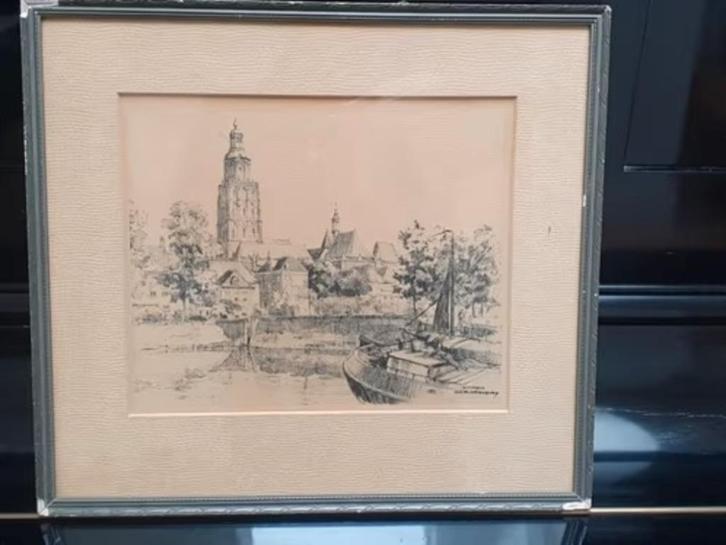 bijzondere prent Gezicht op Zutphen H E Roodenburg, Antiek en Kunst, Kunst | Litho's en Zeefdrukken, Ophalen