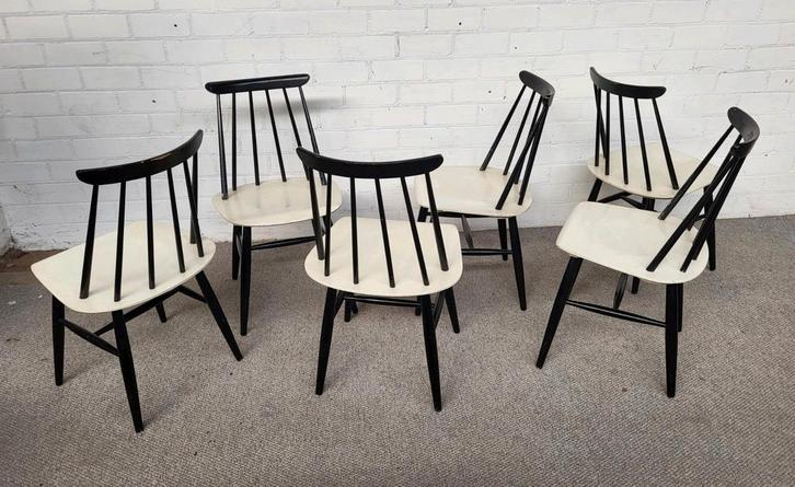 sandinavische spijlen stoelen, Asko, Huis en Inrichting, Stoelen, Gebruikt, Bruin, Ophalen