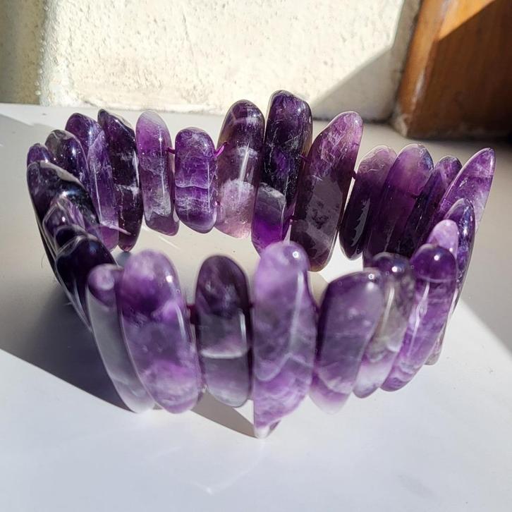 Sieraden Natuurstenen Edelstenen Amethist Armband Fluoriet, Sieraden, Tassen en Uiterlijk, Edelstenen, Nieuw, Ophalen of Verzenden
