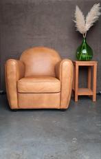 Mooi vintage Italiaans blond leer fauteuil clubfauteuil !, Ophalen, Zo goed als nieuw, 50 tot 75 cm, Leer