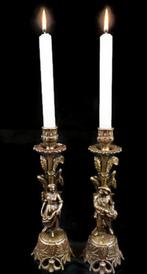 Een paar Franse oogstkandelaars met boer en boerin, Ophalen of Verzenden, Overige materialen