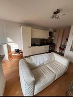 Leren witte bank, Huis en Inrichting, Ophalen, Gebruikt, 75 tot 100 cm, Minder dan 150 cm