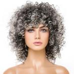 Pruik grijsmix schouderlang haar spiraalkrullen, Sieraden, Tassen en Uiterlijk, Uiterlijk | Haarverzorging, Verzenden, Nieuw, Pruik of Haarverlenging