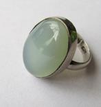925 zilveren ring met Chalcedoon maat 18,5-19, Ophalen, 18 tot 19, Zo goed als nieuw, Dame of Heer