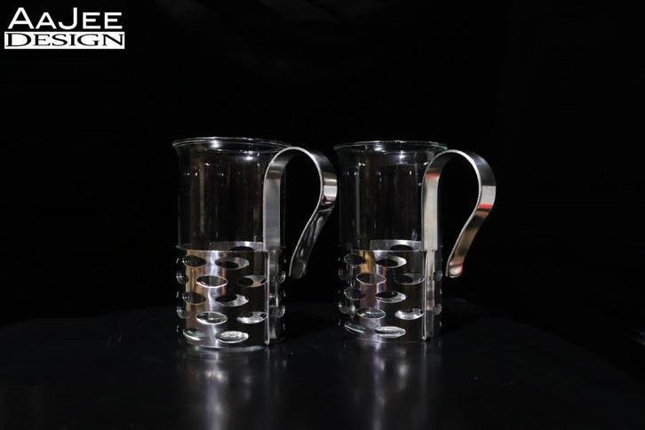 WMF Theeglazen in Houder - King Memphis Serie – Matteo Thun, Verzamelen, Glas en Borrelglaasjes, Gebruikt, Overige typen, Ophalen of Verzenden