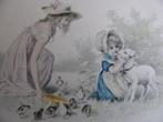 Antieke Kaart / Wichera - Klein Meisje bij Schaap met Bel, Verzenden, Voor 1920, Ongelopen, Feest(dag)