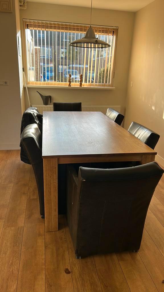 Eettafel 6 stoelen, Huis en Inrichting, Complete eetkamers, Gebruikt, 4 tot 6 stoelen, Ophalen