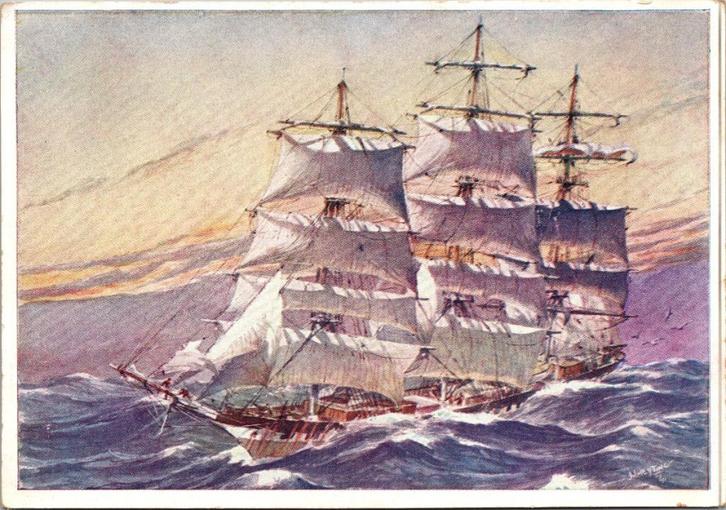 IJzeren Clipper Batavier - Zeilschip, Verzamelen, Ansichtkaarten | Themakaarten, Ongelopen, Voor 1920, Voertuig, Verzenden