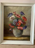 Vintage Schilderij op doek van bloemboeket, Antiek en Kunst, Ophalen of Verzenden