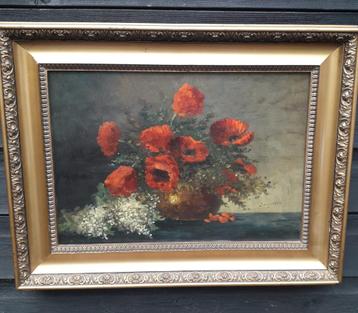 prachtig bloemstilleven met klaprozen beschikbaar voor biedingen