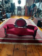 Kleine sofa cq canapé.  Eike hout ,stof., Huis en Inrichting, Banken | Sofa's en Chaises Longues, Ophalen, Hout, Gebruikt, 20 -30 jaren. sofa cq canapé .