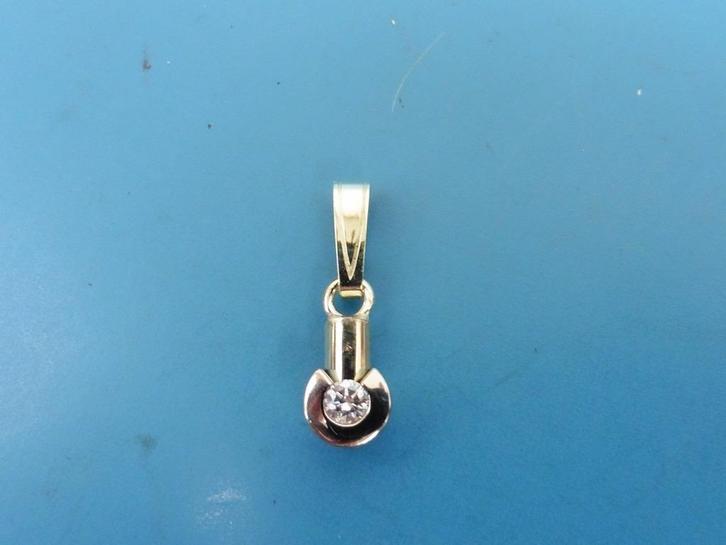 Gouden hanger met briljant                               G17, Sieraden, Tassen en Uiterlijk, Kettinghangers, Gebruikt, Goud, Goud