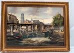 Prachtig oud schilderij Luchtspoor Rotterdam, is gesigneerd., Ophalen of Verzenden