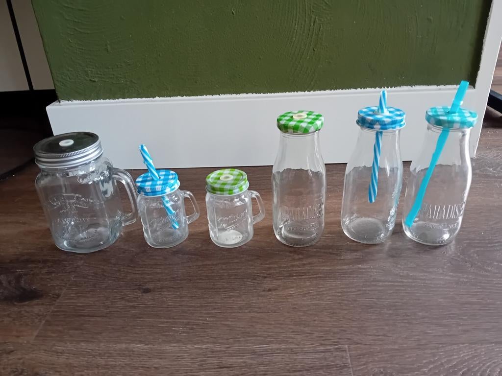 glazen flesjes, potjes, pull, 6 stuks, Ophalen of Verzenden, Overige typen