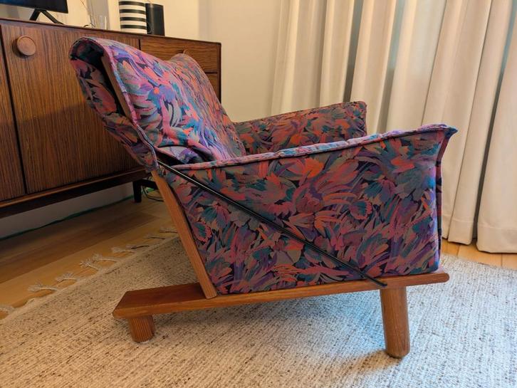 Postmodern design vintage stoel fauteuil Deens, Huis en Inrichting, Fauteuils, Metaal, 50 tot 75 cm, Ophalen