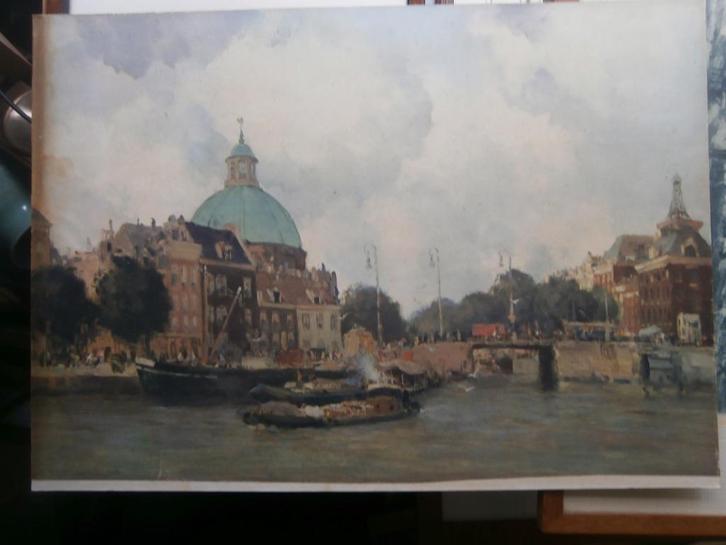 Mooie Gekl. Prent v/d Koepelkerk A.dam, in mooie lijst, Verzamelen, Foto's en Prenten, Gebruikt, Prent, Overige onderwerpen, Voor 1940