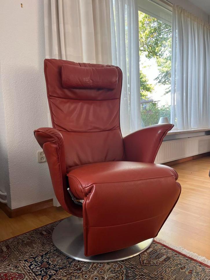 Nette leren relaxfauteuil Narvik, Huis en Inrichting, Fauteuils, Gebruikt, Leer, 75 tot 100 cm, 75 tot 100 cm, Ophalen