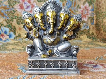 Prachtig antiek brons beeldje uit India van Ganesha 11,8 cm.