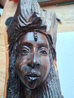 Houten Beeld: Vrouwengezicht, Ophalen of Verzenden