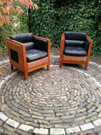 set leren Bendic fauteuils, Huis en Inrichting, Ophalen, Zo goed als nieuw, 50 tot 75 cm, Hout