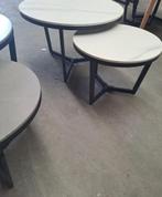 Salontafel set - Stenen blad, ijzer frame, Huis en Inrichting, Tafels | Salontafels, Ophalen, Nieuw, Rond, Overige materialen