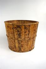 Vintage rotan plantenmand, Gebruikt, Mand, Rond, Ophalen of Verzenden