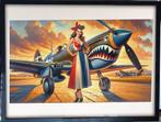 [Poster in Frame] Curtiss P-40 Warhawk leger met pin up girl, Verzenden, Foto of Poster