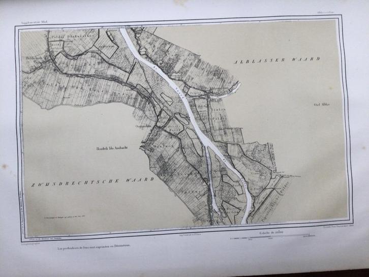 De Noord, H.I.Ambacht, Alblasserdam, Goudriaan, 1838, Antiek en Kunst, Kunst | Etsen en Gravures, Verzenden