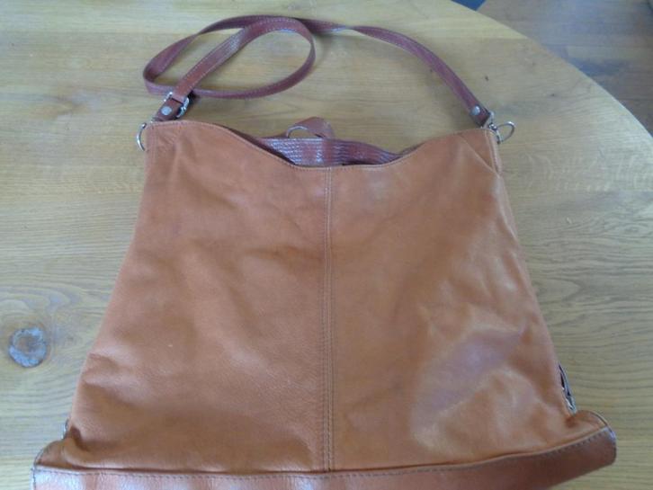 BORSE & PELLE leren schoudertas, Sieraden, Tassen en Uiterlijk, Tassen | Schoudertassen, Zo goed als nieuw, Overige merken, Bruin