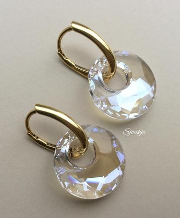 Oorbellen creolen Swarovski kristal goud zilver NIEUW parel beschikbaar voor biedingen
