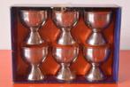Set van 6 retro vintage RVS eierdopjes met voet, Huis en Inrichting, Keuken | Servies, Overige materialen, Overige typen, Ophalen of Verzenden