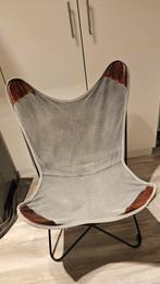 Vlinderstoel Stof en Leer, Ophalen, Gebruikt, Leer, Eén