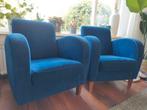 Blauwe Vintage Fauteuils - Set van 2, Huis en Inrichting, Fauteuils, Ophalen, Hout, Gebruikt, Vintage