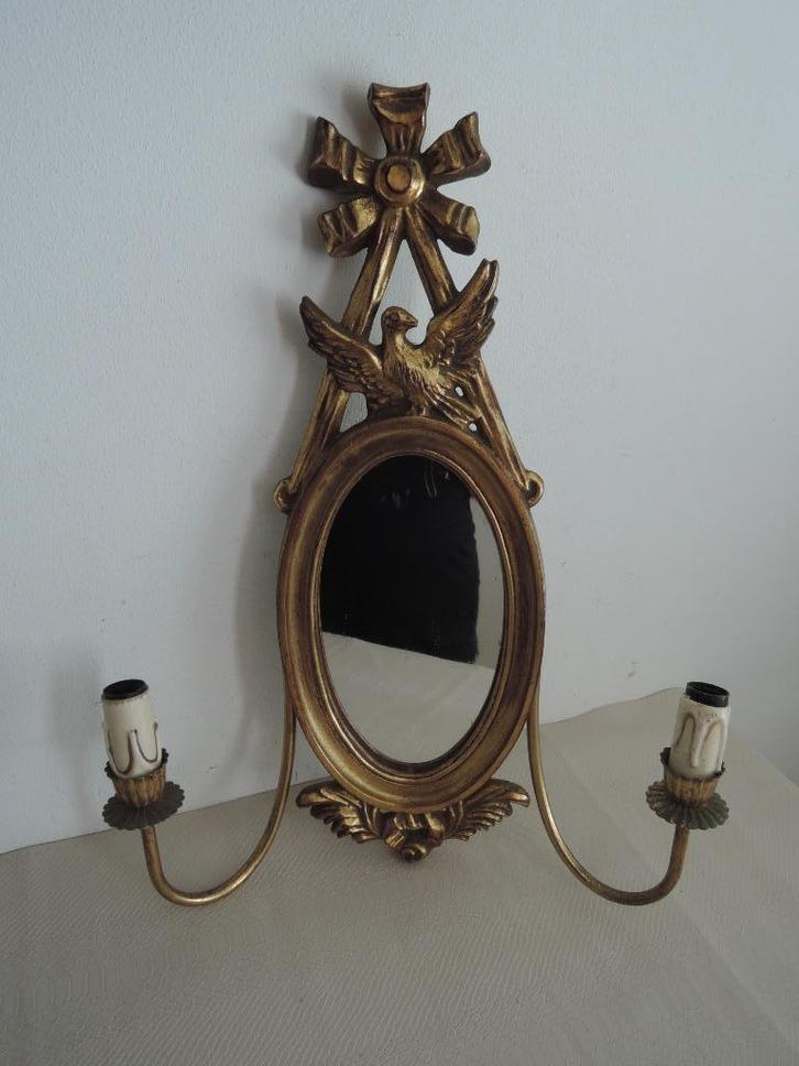 Ouderwetse goudgekleurde hanger met spiegeltje, Antiek en Kunst, Curiosa en Brocante, Ophalen of Verzenden