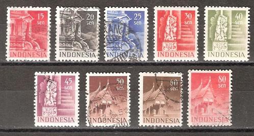 Indie 374/382 geb Gebouwen 1949 Indonesie 24/32 voor 10% CW, Postzegels en Munten, Postzegels | Azië, Gestempeld, Zuidoost-Azië