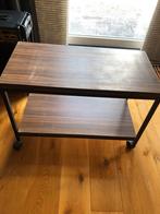 BIJZETTAFEL SALONTAFEL SERVEERTAFEL OP WIELEN BRUIN ZWART, Ophalen, Overige materialen, Gebruikt, DESIGN - MODERN - TIJDLOOS