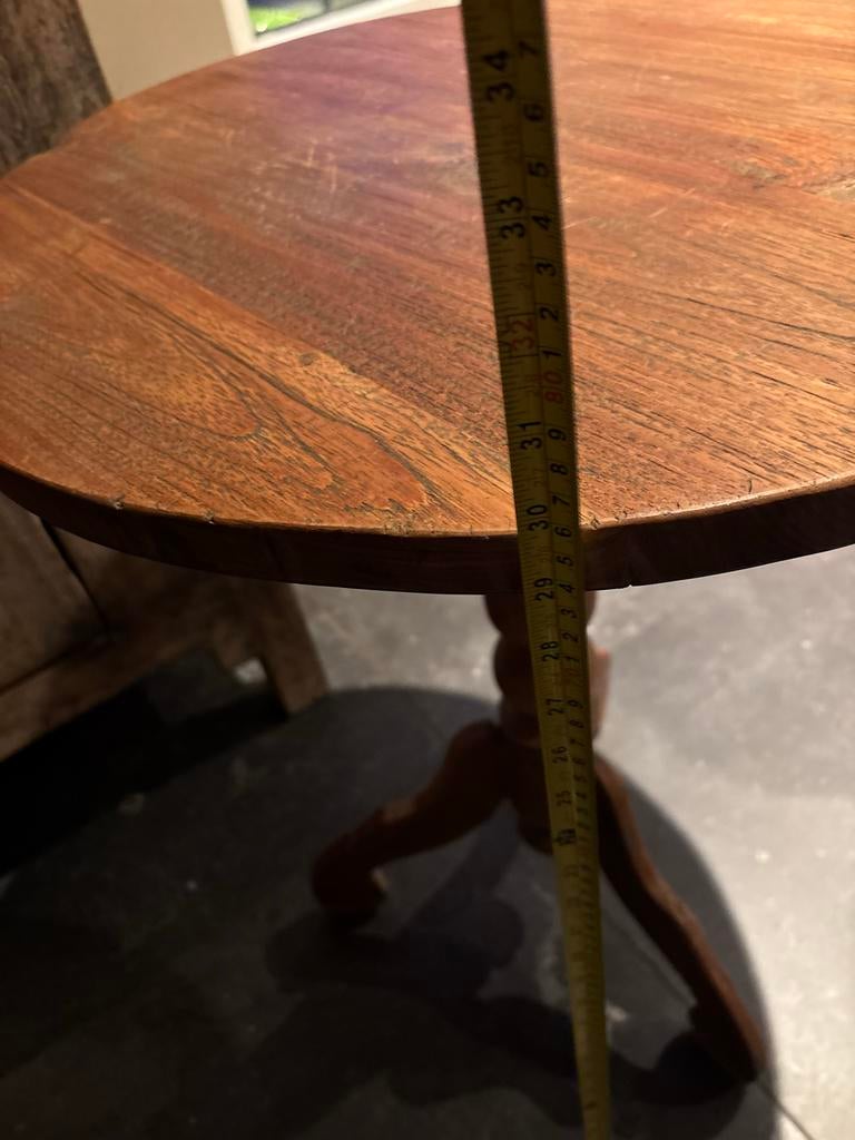 Oude Wijntafel / Bijzettafel voor Kruiklamp - Uniek!, Huis en Inrichting, Tafels | Bijzettafels, Gebruikt, Rond, Minder dan 45 cm
