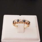 Gouden 14 karaats Ring met Saffieren en Diamanten, Nieuw, Goud, Goud, Met edelsteen