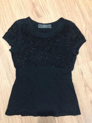 Zara t-shirt / top zwart katoen kapmouw met kraaltjes S-M beschikbaar voor biedingen