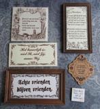5 vintage wandtegels met spreuken / teksten er op, Antiek en Kunst, Antiek | Wandborden en Tegels, Ophalen of Verzenden