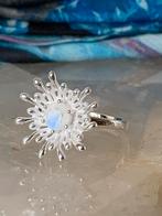Maansteen regenboog bloem beschermt intuïtie geluk liefde, Sieraden, Tassen en Uiterlijk, Ringen, 19 tot 20, Wit, Nieuw, Ophalen of Verzenden