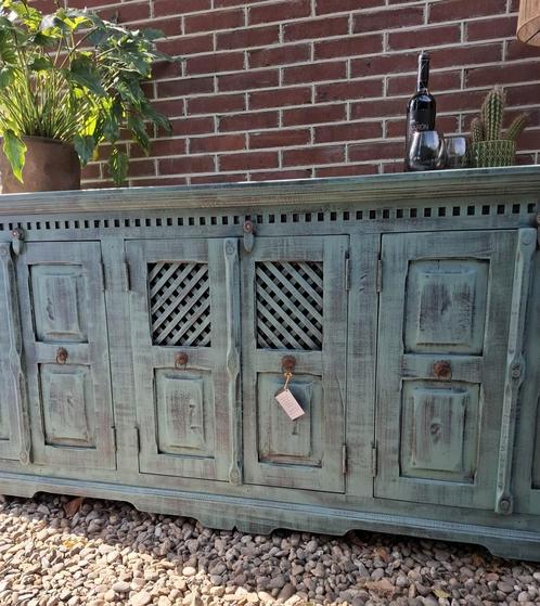 Mooi groot dressoir boho ibiza style oxy groen, Huis en Inrichting, Kasten | Dressoirs, Zo goed als nieuw, 50 tot 75 cm, Ophalen of Verzenden