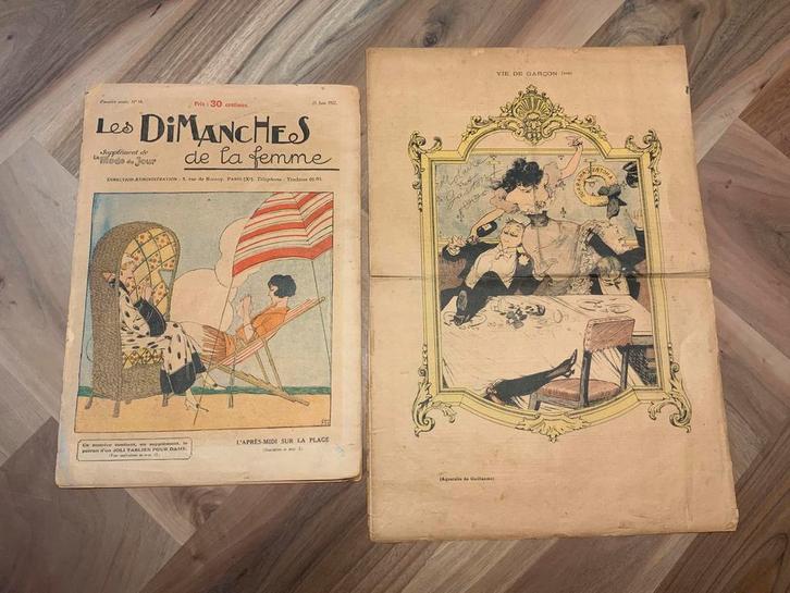 Antieke Art Nouveau Prent 1922  en Spotprent 1896, Antiek en Kunst, Kunst | Litho's en Zeefdrukken, Ophalen of Verzenden