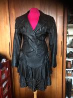 Vintage leren pak. 36/38, Ophalen of Verzenden, Gedragen, Maat 36 (S), Zwart